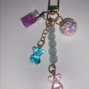 Gummy bear purse/bag charm Keychain with beads & charms nwt